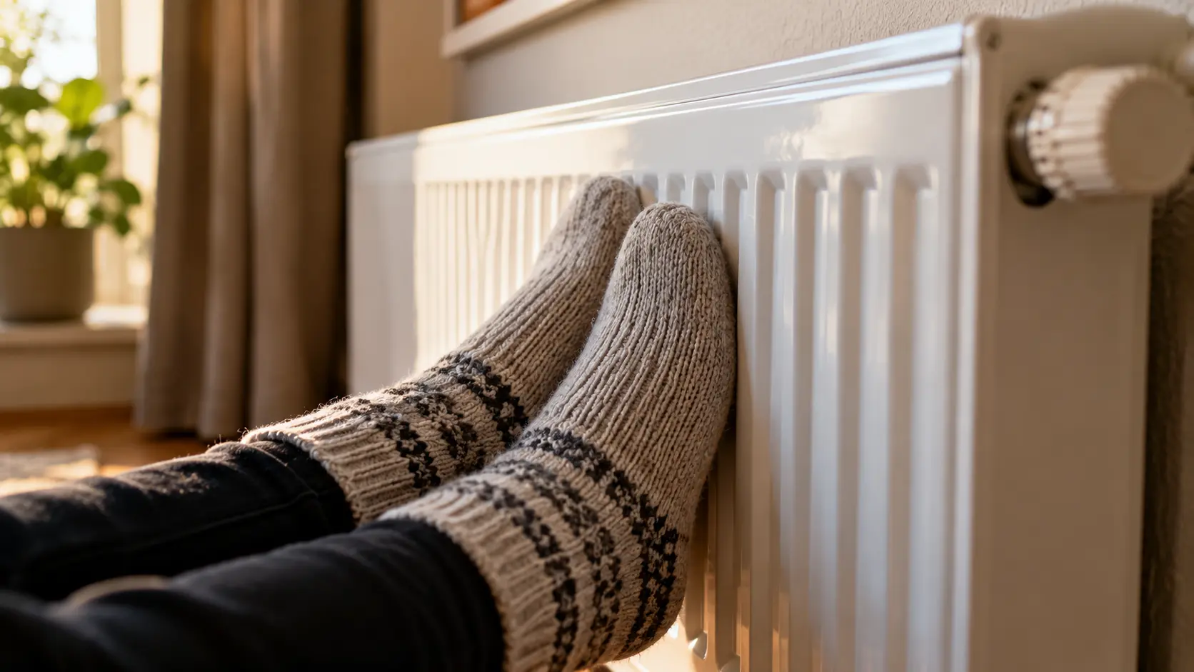 Warme voeten bij de radiator